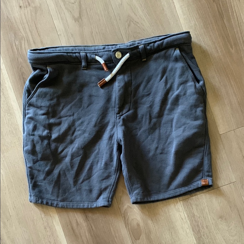 Gray Flat Front Shorts with Elastic Waistband